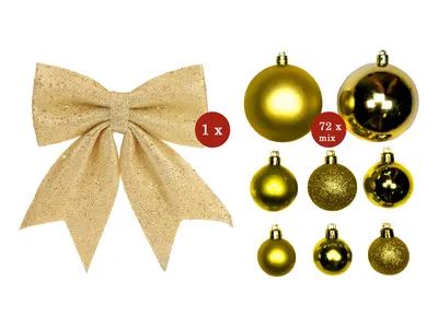Obrázok produktu pre Sada vianočných ozdôb 73 ks v luxusnej krabici GOLDEN CHRISTMAS na vianočný stromček 120-210 cm
