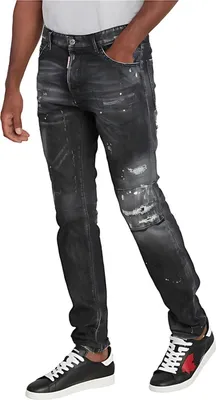 Immagine prodotto di Dsquared2 Jeans slim fit effetto consumato da uomo nero Designer Denim