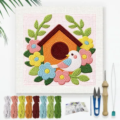 Produktbild von DIY Stick Set Blume Vogelhaus 24x24cm Anfänger Bastelset mit Anleitung