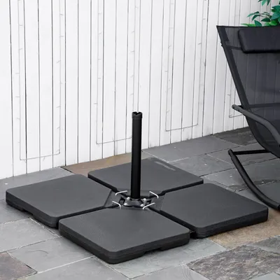 Produktbild von Sonnenschirmständer 4-teilig befüllbar Ampelschirm, Schirmgewicht Freischwinger HDPE, Schwarz | 100x100 cm | bis 80 kg Sand/Wasser | wetterfest