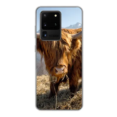 Produktbild von MuchoWow® Handyhülle Schutzhülle Hülle für Samsung Galaxy S20 Ultra Schottischer Highlander - Berg - Schnee Silikon Softcase Handy Hülle - Karteninhaber