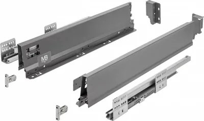 Zdjęcie produktu dla GTV – Modern Box Pro Prowadnice do szuflad | Dł. 300 mm, wys. 84 mm | Kolor antracytowy | Szuflada z cichym domykaniem | Synchronizacja ruchu prowadnic | Obciążenie do 40 kg | PB-MBPRO-KPL300A