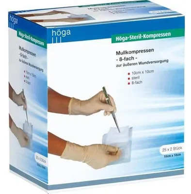 Produktbild von HÖGA-KOMPRESSEN 10x10 cm steril 8fach