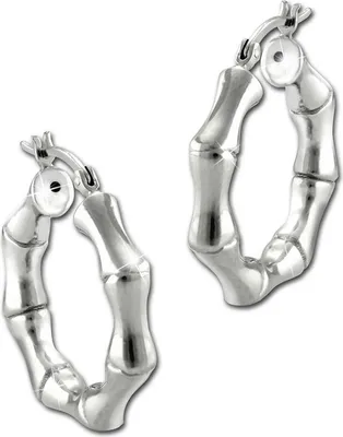 Productafbeelding van SilberDream oorbellen voor dames, bamboe creolen, zilver 925, echt sieraad - hoogwaardig merkproduct, ideaal als cadeau voor verjaardag of bruiloft. Artikelnummer: D2SDO67252
