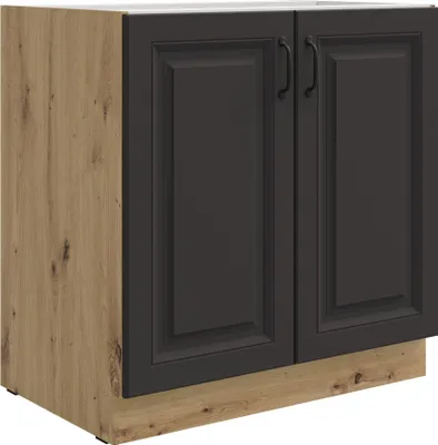 Produktbild von Unterschrank 80 cm Stilo Grau + Eiche Artisan Küchenzeile Küchenblock Küche