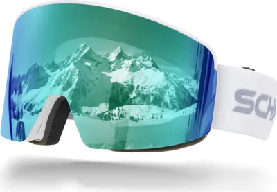 Produktbild von Schnorr Skibrille Weiß mit magnetischer Glaswechselfunktion Full REVO Eis Blau verspiegelt, Anti-Fog, UV400