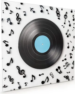 Produktbild von Küchenrückwand Spritzschutz Glas mit Motiv Schallplatte Musik 40 x 40 cm
