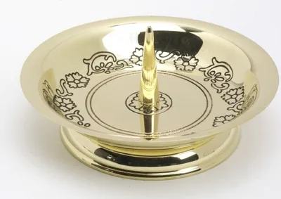Produktbild von Kerzenteller Messing Gold poliert mit Dorn für Kerzen Ø 10 cm Außen Ø 14 cm