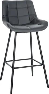 Produktbild von CLP Barhocker Weston mit Metallgestell und Fußstütze I Samt oder Kunstleder grau Material Kunstleder