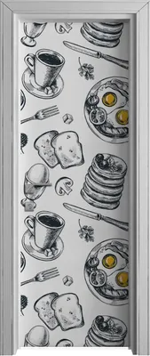 Produktbild von Tür Selbstklebende 70x210 cm Türfolie Türtapete Klebefolie - Frühstücksprodukte
