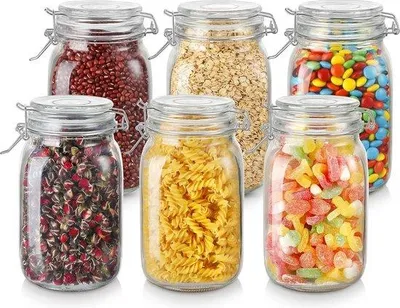 Obrázek produktu pro Vzduchotěsné skleněné nádoby, 6 kusů, 16 l, černé, nepropustné