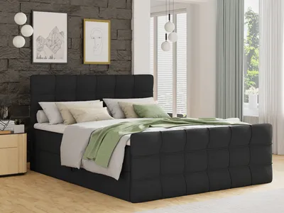 Produktbild von Boxspringbett Best Lux mit Fußteil, 2 Bettkästen, Bonell-Matratze und Topper (Schwarz (Inari 100), 180 x 200 cm)