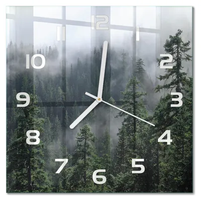 Produktbild von Glas Wanduhr 30x30 cm - Wanduhr - lautlose Wanduhr - ohne Ticken - geräuschloses Uhrwerk - schleichende Zeiger - moderne Uhr - Design Uhr - Wohnzimmer Uhr - Waldnebel