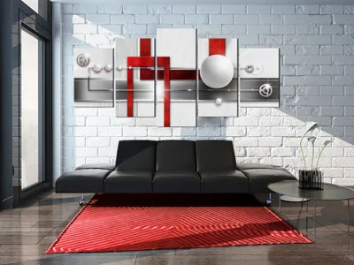 Produktbild von Akustikbild Abstrakt geometrisch 200x100 cm Bilder Akustikschaum Hochleistungsschallabsorber Schallschutz Leinwand 5 tlg Wandbild Raumakustik Schalldämmung a-A-0223-b-n