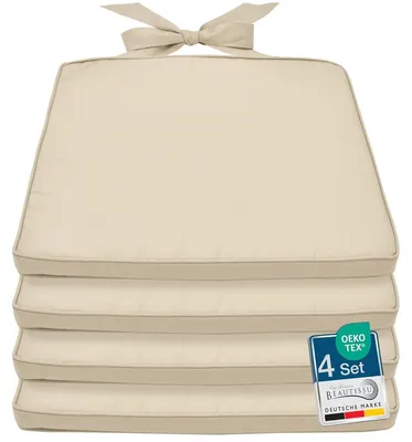 Productafbeelding van Stoelkussen - Set van 4 - 45 x 40 x 5 cm - Polyester - Afneembare hoes