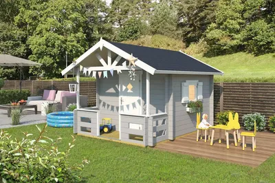 Produktbild von Gartenhaus LIDO Outdoor Life 215 x 215 cm lichtgrau inkl. Fußboden