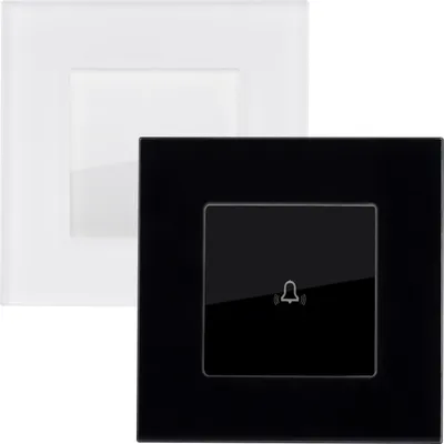 Produktbild von Einzel-Tastschalter mit modernem Glasrahmen Modern  Schwarz