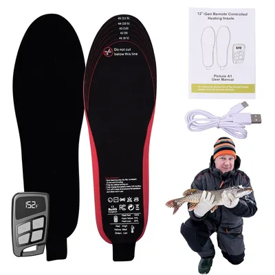 Produktbild von Heizeinlagen 2000mAh, Anpassbare Fußwärmer Einlegesohlen, Fernbedienung 3 Stufen Regelbar Für Outdoor Arbeit Angeln Ski Radfahren Camping Motorrad