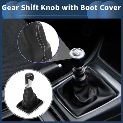 Image de Pommeau De Levier De Vitesse Manuel 5 Vitesses Avec Couvercle, Pommeau Levier Vitesse Bo?te Vitesses Pour Vw Golf Mk7 Gti Gtd 2013-2018 Plastique Simili Cuir Noir Blanc, 1 Pièce