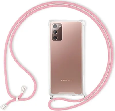 Immagine prodotto di NALIA Custodia per telefono cellulare con catenella per Samsung Galaxy Note 20, cover per telefono con cavo morbido rosa