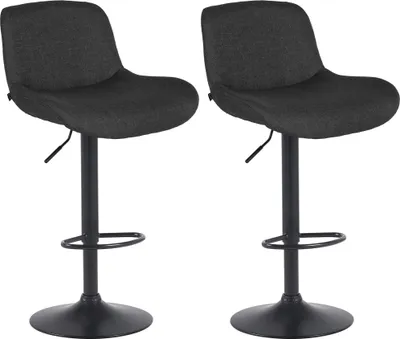 Produktbild von CLP 2er Set Barhocker Solon Schwarz I Samtbezug oder Stoffbezug I Barstuhl höhenverstellbar und drehbar I gepolsterter Tresenhocker, Farbe: schwarz, Material: Stoff