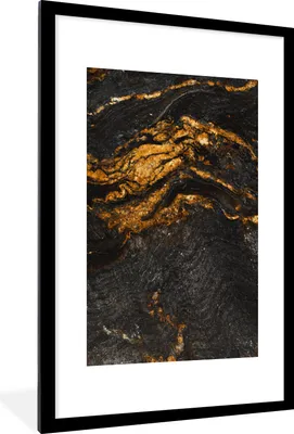 Produktbild von MuchoWow® Gerahmtes Poster Marmor - Limette - Schwarz - Gold - Marmoroptik - Luxus 60x90 cm - Poster mit Schwarzem Bilderrahmen Wandposter Rahmen Foto Bilder - Dekoration - Wandposter Wohnzimmer - Hochwertig