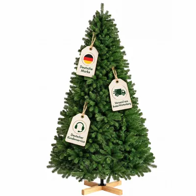 Produktbild von Künstlicher Weihnachtsbaum 210 cm mit 400 LED, Weihnachtsbaum mit 494 PE Nadeln und 782 PVC Nadeln, grüner Christbaum mit Holzständer für Zuhause