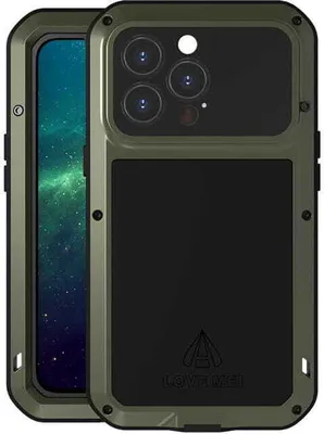 Produktbild von Gepanzerte Handyhülle mit Glas für iPhone 13 Pro, Love Mei Powerful, Grün