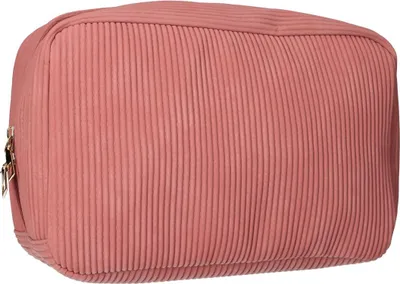 Produktbild von Reise-Kulturbeutel aus wasserfestem Rippenstoff in Rosa, 28 x 17 cm