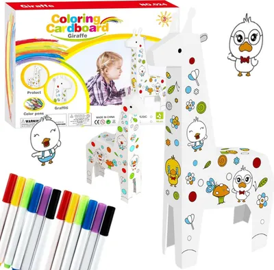 Produktbild von Karton-Giraffen-Kunstset Zum Malen, Falzen, Ausmalen, Gross