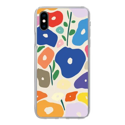 Produktbild von MuchoWow® Handyhülle Schutzhülle Hülle für iPhone Xs Blume - Abstrakt - Blätter Silikon Softcase Handy Hülle - Handytasche