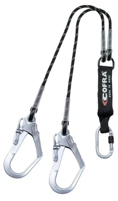 Produktbild von Doppel-Verbindungsmittel mit Falldämpfer 40–140 kg, 11 mm Kernmantel-Seil, Stahlverbinder, EN 355