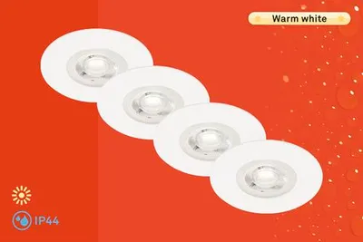 Image de BRILONER Lot de 4 spots LED encastrables IP44 ultraplats blanc Ø9cm avec LED 4,9W 480lm 3000K lumière blanc chaud design moderne pour salle de bain salon chambre couloir