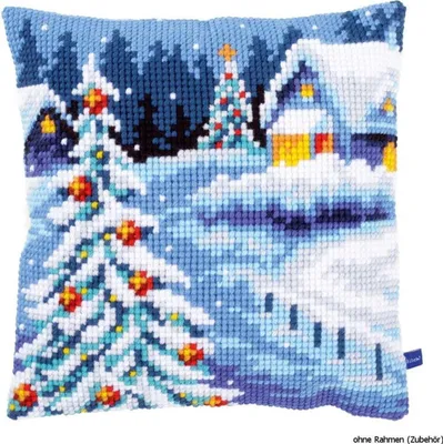Produktbild von Vervaco Kreuzstichkissen "Weihnachtliche Landschaft", Stickbild vorgezeichnet