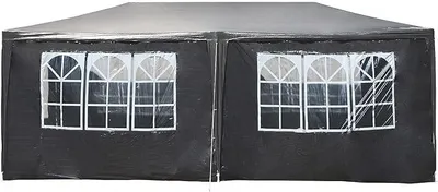 Obrázok produktu pre Pavilón s rozmermi 3 x 6 metrov, sivý, s UV ochranou 50+, záhradný pavilón s možnosťou zatiahnutia bočných stien, párty stan s oknami, vhodný napríklad na terasu alebo festival