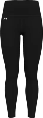 A pair of black leggings shown from the front against a white background.
