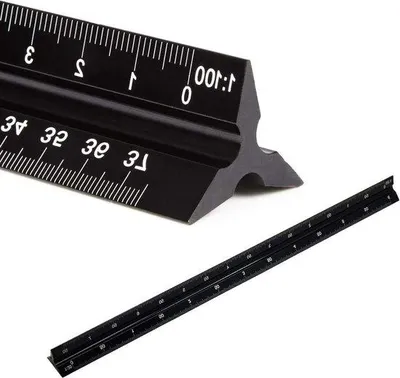 Imagen del producto de Triángulo lineal de aluminio de 30 cm, escala 1:20-1:125, para arquitectos