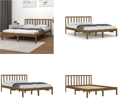 Produktbild von vidaXL Massivholzbett Honigbraun Kiefer 200x200 cm - Bettrahmen - Bettgestell - Bett - Holzbett