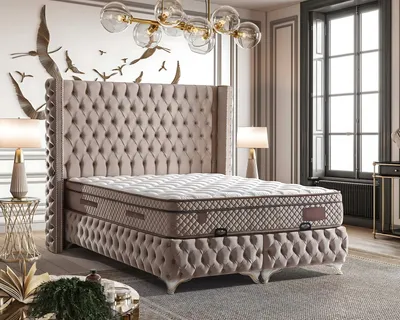 Immagine prodotto di Elegante letto con materasso tessile in beige
