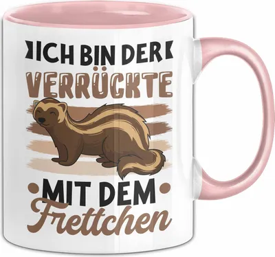 Produktbild von Frettchen Tasse Geschenk Frettchen-Liebhaber Geschenkidee Ich Bin Der Verrückte Mit Dem Frettchen (Rosa)