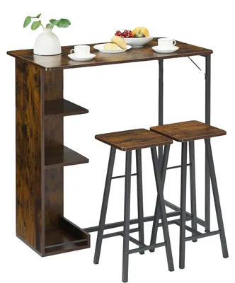 Zdjęcie produktu dla Zestaw do stołu barowego, zajmujący mało miejsca, wielofunkcyjny design, brązowy w stylu retro