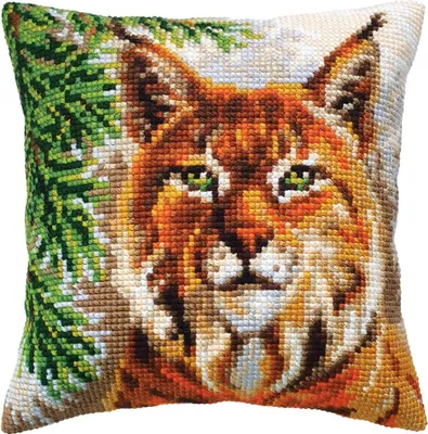 Produktbild von CDA Kreuzstichkissen Set "Luchs", bedruckt, 40x40cm