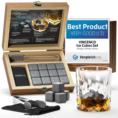 Whisky Steine Kühlsteine Set 12 + Beutel & Zange