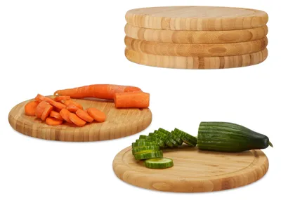 Frühstücksbretter Set 6er, Bambus, rund, 25 cm, Natur