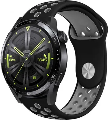 Produktbild von Strap-it Huawei Watch GT 3 46mm Sportarmband (Schwarz/Grau)