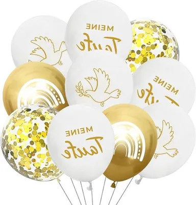 Produktbild von Helium Ballonnen Doopdecoratie in Weiß und Gold für Mädchen und Jungen - 20 Stück
