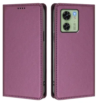 Produktbild von Handyhülle für Motorola Edge 40, Kunstleder Klapphülle Stoßfeste Magnetische Hülle mit Ständer Lila