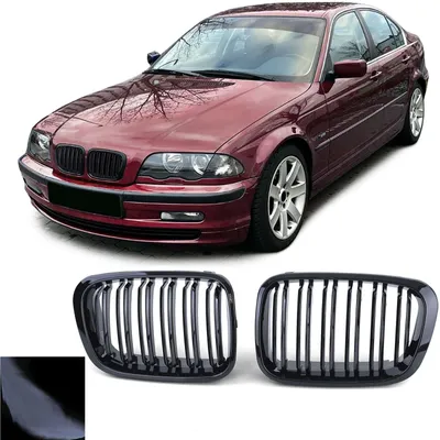 Sport Kühlergrill Doppelsteg SCHWARZ GLANZ für BMW E46 Limo Touring 1998-2001 – Produktansicht