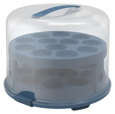 Produktbild von Kuchenglocke mit Tablett und Griff – Transparent blau – 35,5 x 34,5 x 26,0 cm