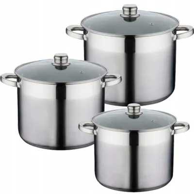 Image de Hoffner Set Casseroles Gastronomiques Acier Inox Couvercles Verre